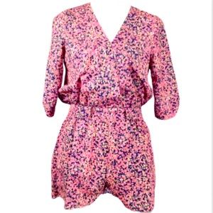 Mona B Pink V-neck 3/4 Sleeve Romper